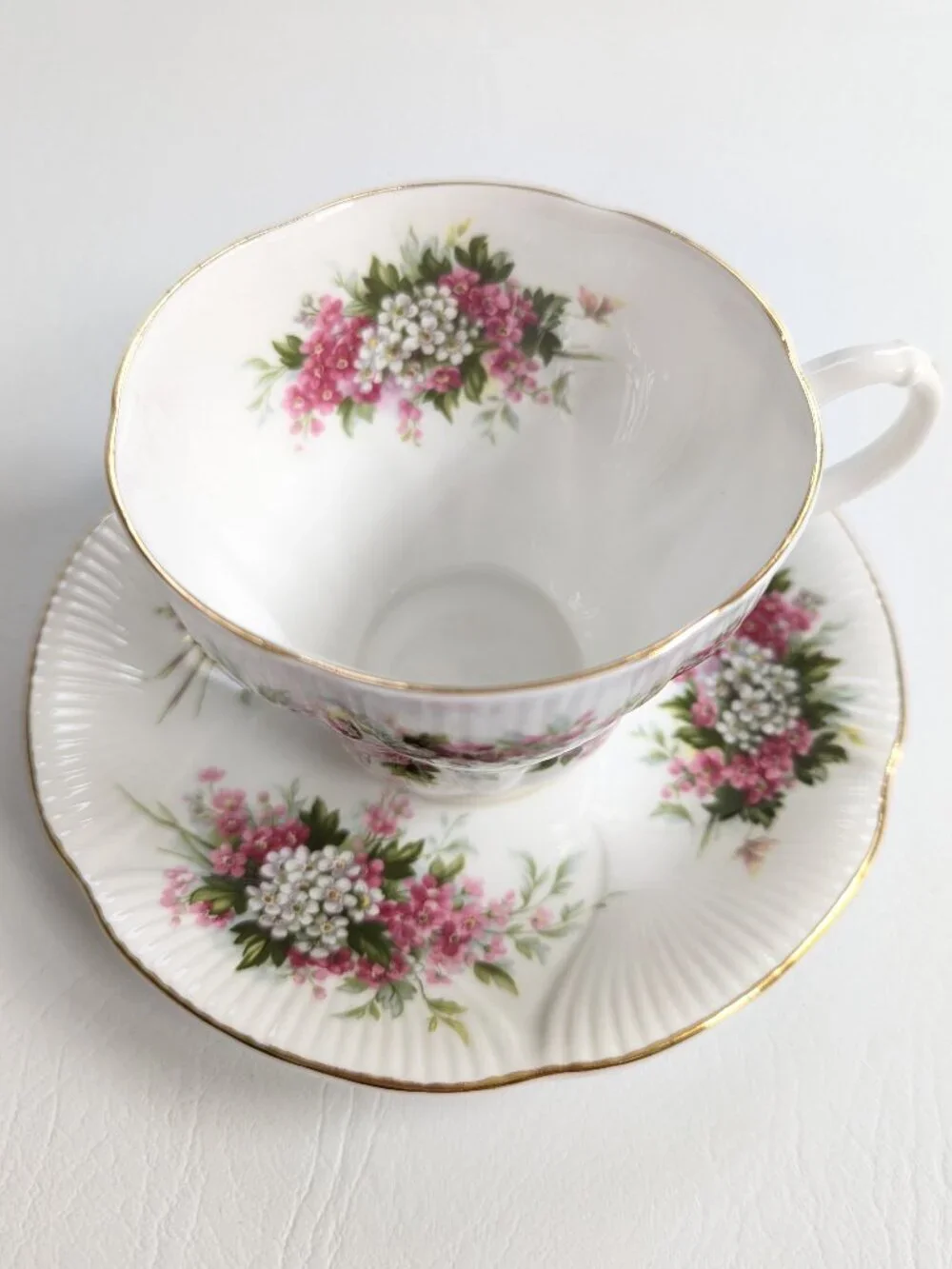 Royal Albert Blossom Time Hawthorn Teacup & Saucer Bone China England Gilt